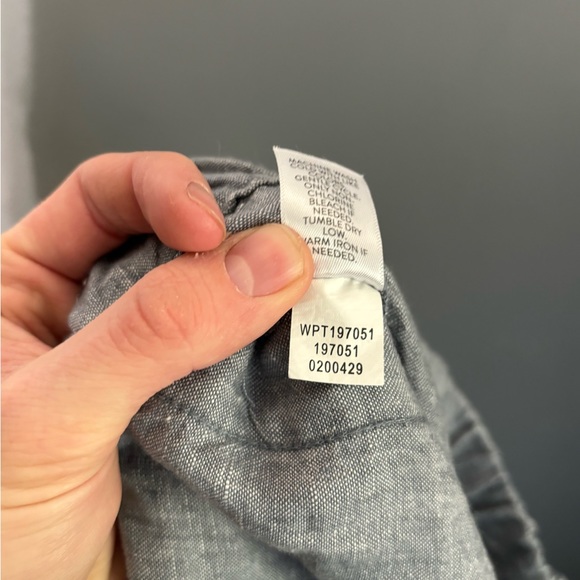 PURE JILL Linen Blue Coastal Grandma Pull-on Roll Tab Pants Size Small - Picture 5 of 5